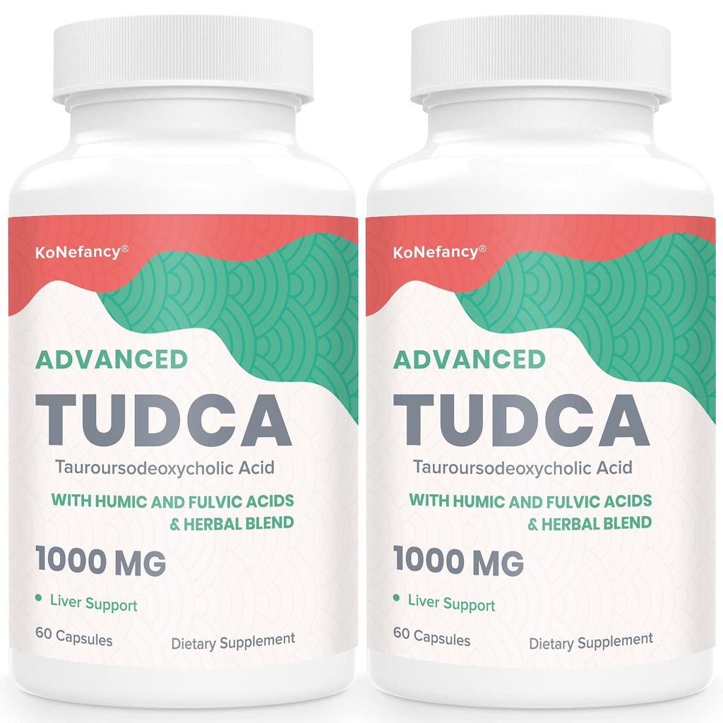 TUDCA Liver Supplements 1000 mg-Bile Salts for Liver Cleanse Detox-Milk Thistle Herbal Blande med fulvic og Humic Acid for lever, Digestiv helse,120 Vegansk kapsler