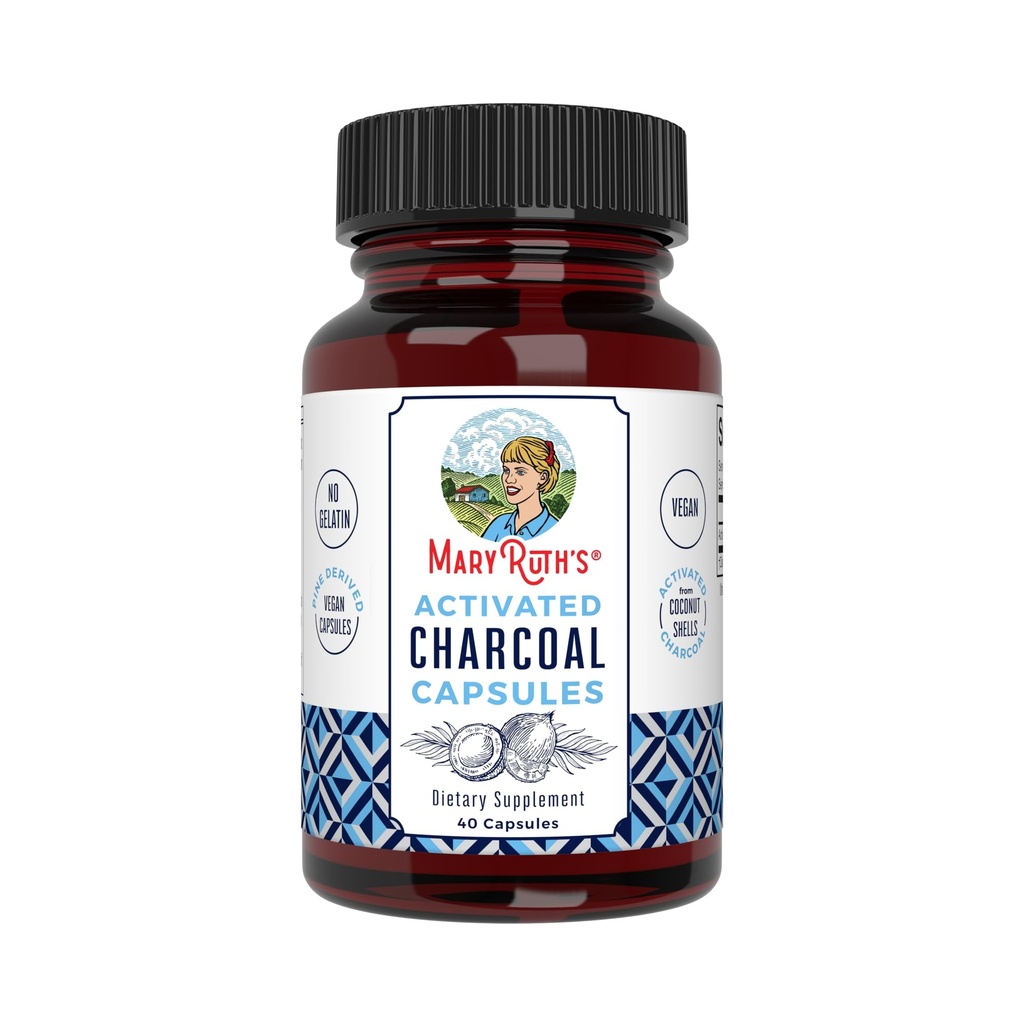 MaryRuth Organics Aktivert Charcoal Capsules | Substance Adsorpsjon | Avledet fra Coconut Shells | Vegan Capsules fra Pine Trees | Ikke-GMO | Glutenfri | 40 greve