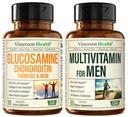 Glucosamine Chondroitin Turmeric MSM + Mens Multivitamin 2-Bottle Supplement Bundle for Ham. Felles Helse, Inflammatory Response, Immunstøtte, Antioksidant egenskaper