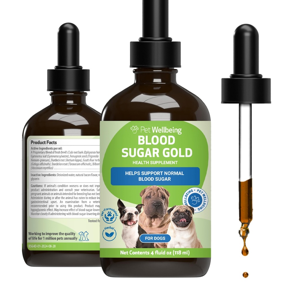 Kjæledyr velvære - Blodsugar Gullverdi Størrelse for hunder og katter - naturlig støtte for sunn blodsugarnivå i kjæledyret ditt med diabetes - 4 oz (118 ml)