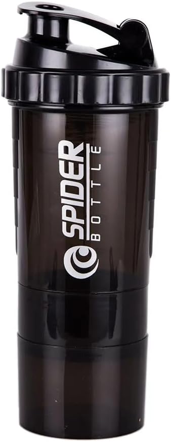 5 I 1 Protein Shaker Flaske - Profesjonell serie Shaker flaske for proteinshakes og pre trening Gym flaske, med pulver lagring, Pill skuffe,Mixing Ball,Shakes Cup (svart)
