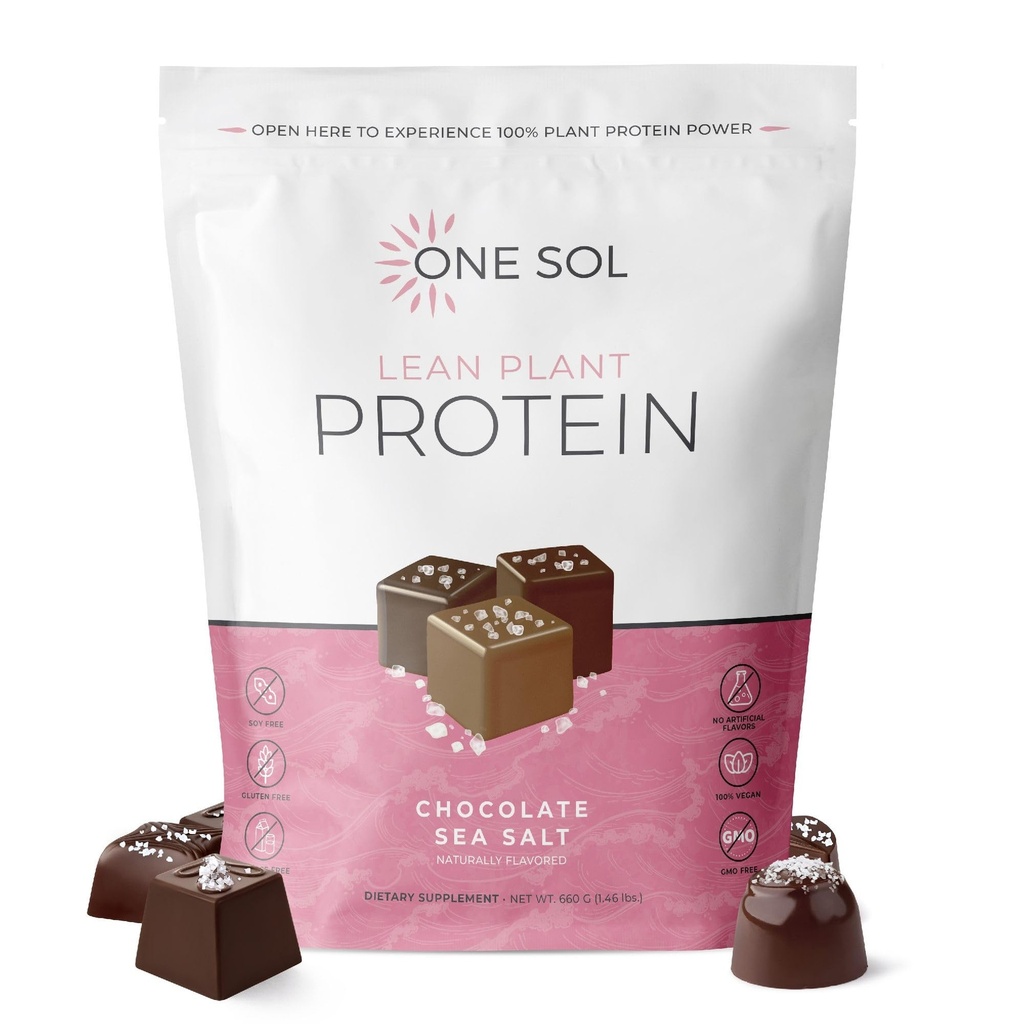 En Sol Lean Plant-basert proteinpulver, Pea & Brown Rice Protein, Lav karbohydrat, Vegansk Vennlig - Gluten, Laktose, & soya Gratis - Ingen tilsatt sukker, ikke-GMO, ren ernæring, ingen blomstring (Chokolate Sea Salt)