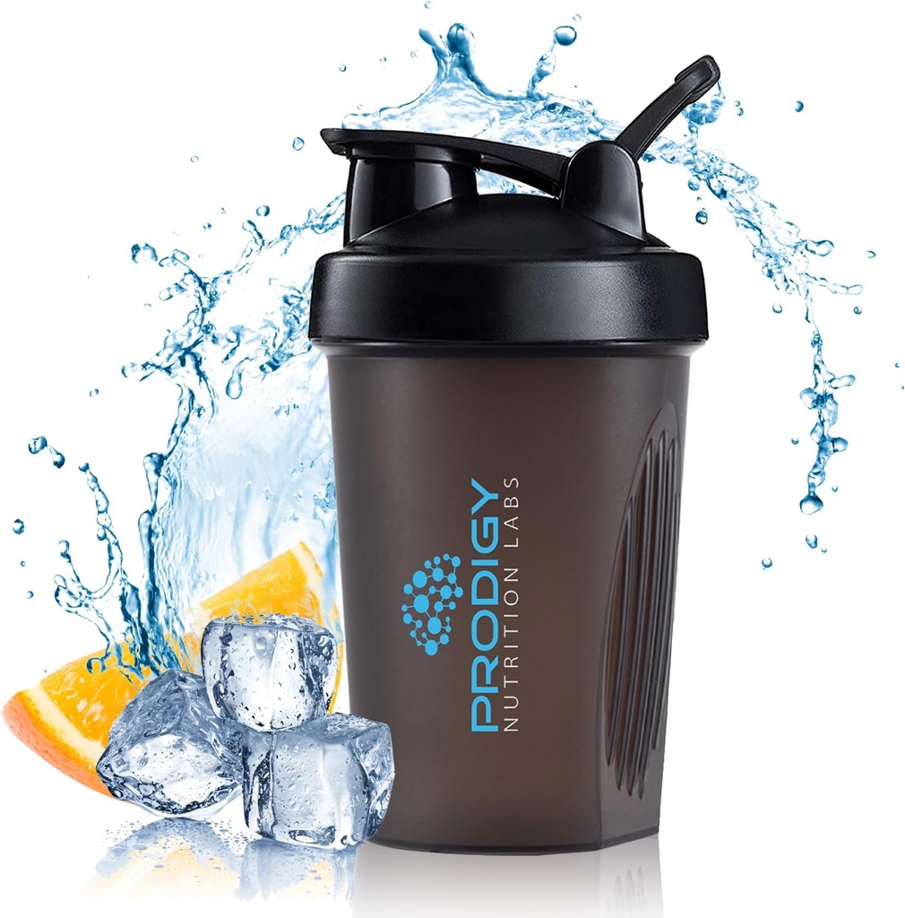 Prodigy Nutrition Labs Premium Shaker flaske perfekt for proteinshake og pre trening -14 Ounce (svart)