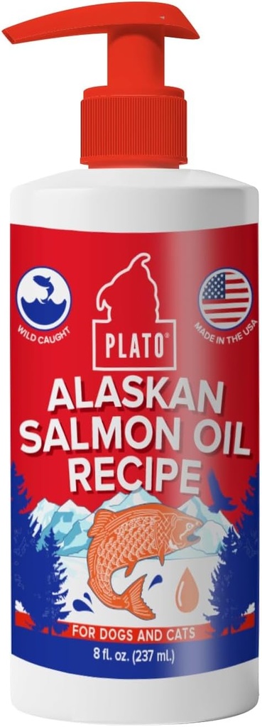 PLATO Wild Alaskan Salmon Oil Kibble Topper - Boost Hundemat med Omega 3 & 6 fettsyrer - For sunn hud & Coat - 8 ounces