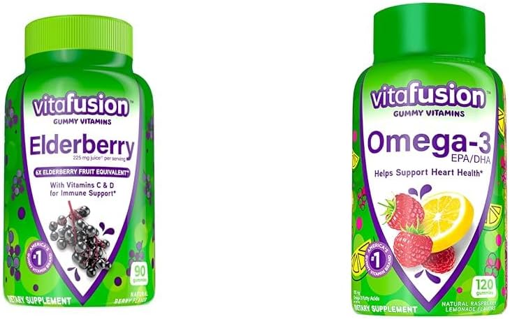 Vitafusion Eldrebær Gummy vitaminer 90ct & Omega-3 Gummy vitaminer Berry Lemonade Flavored 120ct