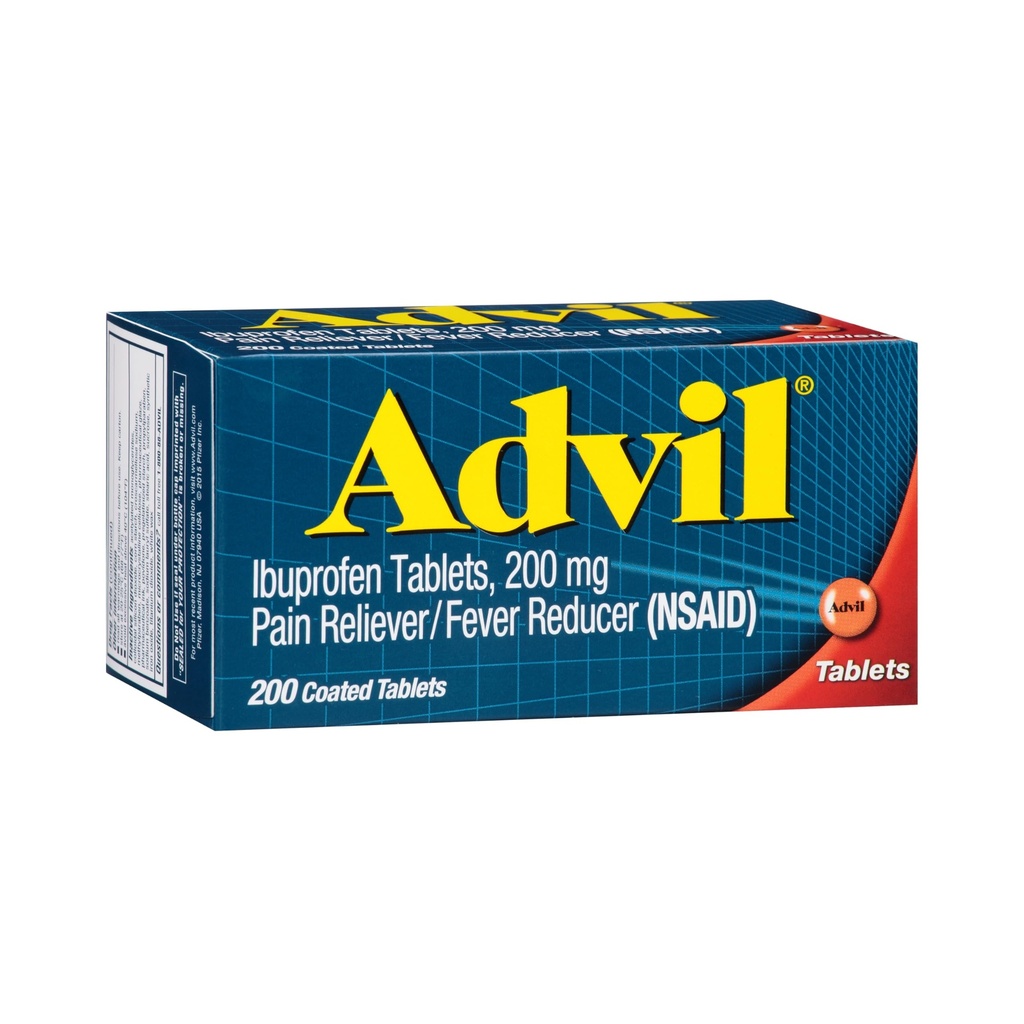 Advil Pain Relief and Fever Reduser, smertelindring medisin med Ibuprofen 200 mg for hodepine, ryggsmerter, menstruasjonssmerter og ledd smertelindring - 200 belagte tabletter