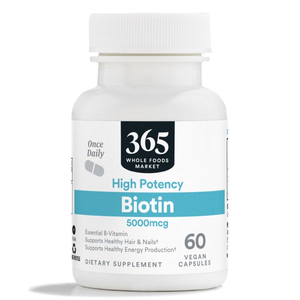 365 av hele matmarked, høy potens Biotin 5000mcg, Vegan, 60 greve