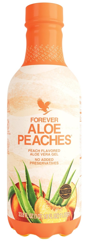 Forever Living - Aloe Peachs, ren aloe med ekte Peach Flavor, støtter Digestion og immunsystem, Vegan og Glutenfri, 33,8 fl oz, 1 pakke