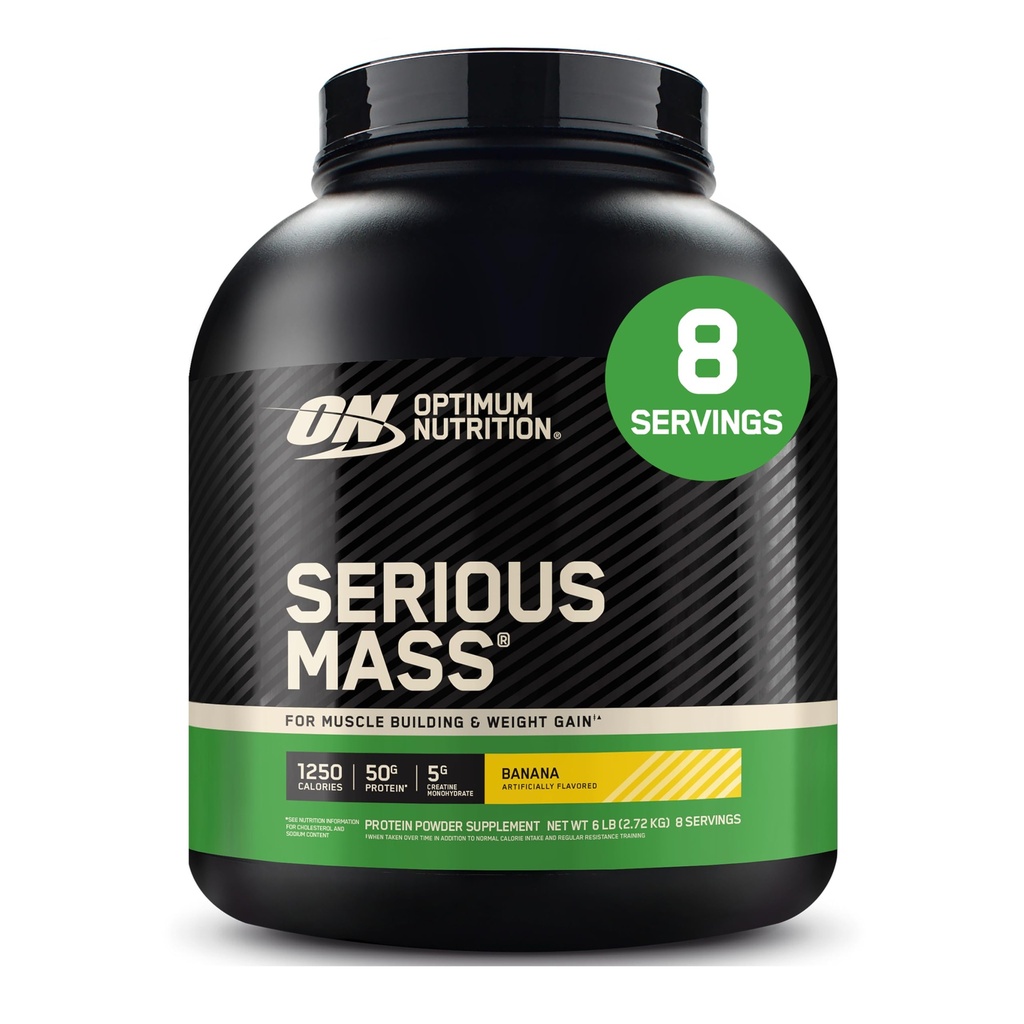 Optimal ernæring alvorlig masse, vekt gevinster protein pulver, masse gevinster, vitamin C og sink for immun støtte, kreatin, banan, 6 pund (pakke May Vary)