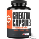 Kreatin Capsules, 5g Premium 3X treatin pre trening bulk muskel masse gevinster, høy absorpsjon lett å ta kreatin monohydrat piller alternativ optimal ytelse for menn kvinner, 180 kapsler