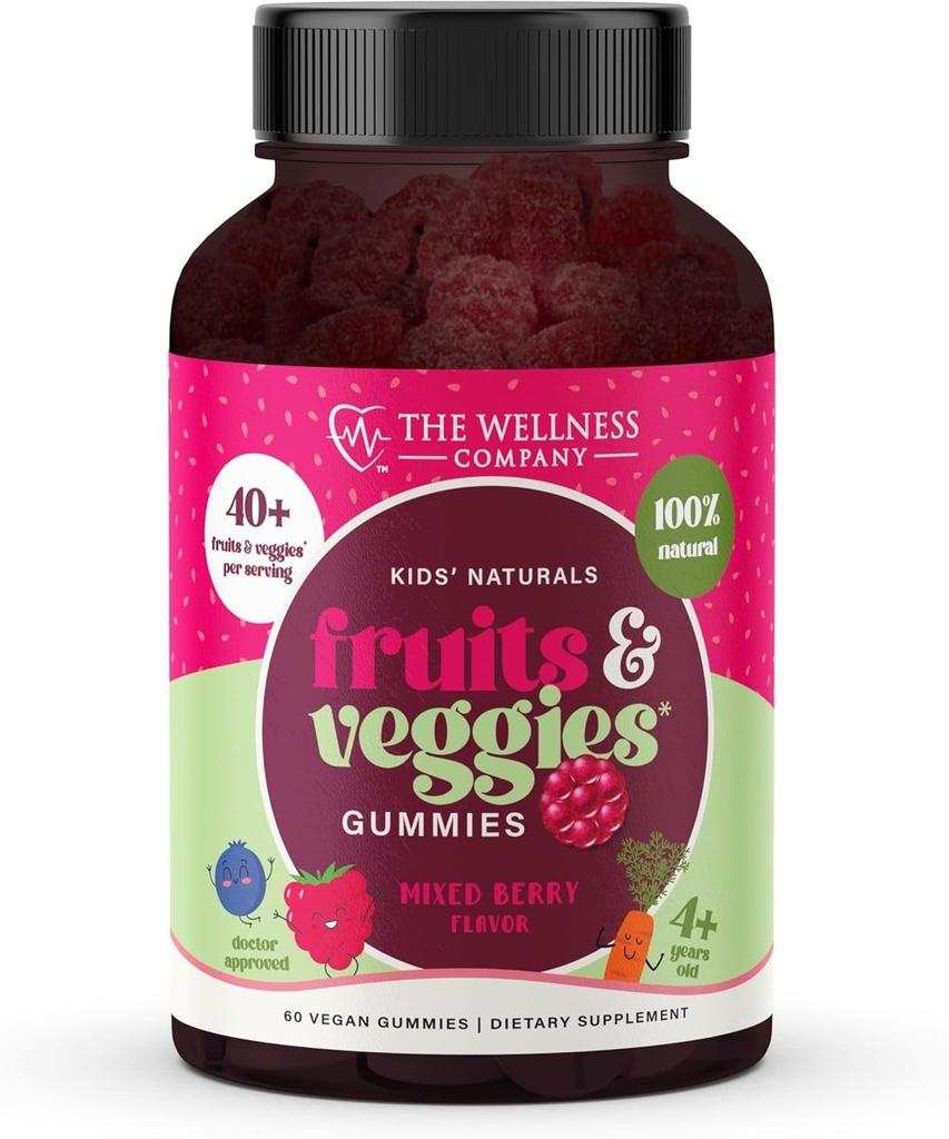 The Wellness Company Kids Naturals Fruits & Veggie Gummies – daglig næringsstøtte | 60ct (1 måneds forsyning)