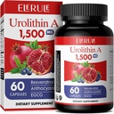 Urolitin A Supplement 1000 mg Plus Trans-Resveratrol, Anthocyanins, Grønn Te,Bedre sunn aldring, Støtter Cellular og energi for menn og kvinner, 60 kapsler