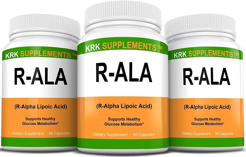 3 flasker R-ALA R-Alpha Lipoic Acid 200 mg 270 Totalt kapsler