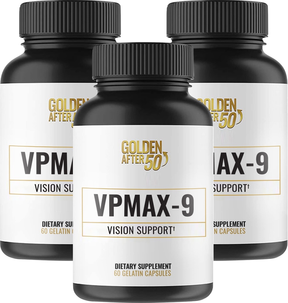 Golden Etter 50 VpMax-9 - Sight Care og Antioksidant Supplement med øyevitaminer, Lutein, Lycopen og Bilbær ekstrakt - 3 flasker