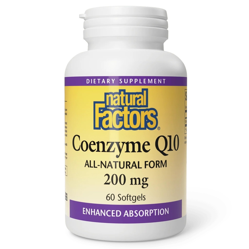 Natural Factors Coenzyme Q10 - Antioxidant Support Supplement Supports Cellular Energy Production - Better Absorption Aids Healthy Heart Function - 200 mg, 60 Softgels (60 Servings)