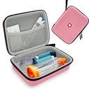Hard Inhaler Spacer tilfelle for barn og voksne, Astma Inhaler saken med Mesh Pocket for medisin og andre tilbehør, rosa (Bag Only)