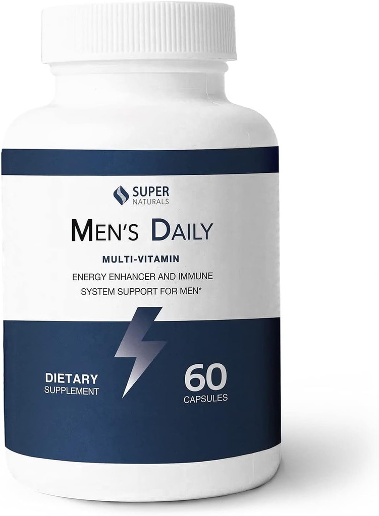 Super Naturals Mens daglige multivitamin energiforsterker og immunsystem støtte for menn (60 kapsler, 30 dagers forsyning)