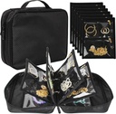 Reise smykker Organizer Case,Jewelry Vesker Smykker Oppbevaring Bok Binder med Clear Zipper Velvet Pouch for reise, øredobber, Ringer, halskjede, armbånd