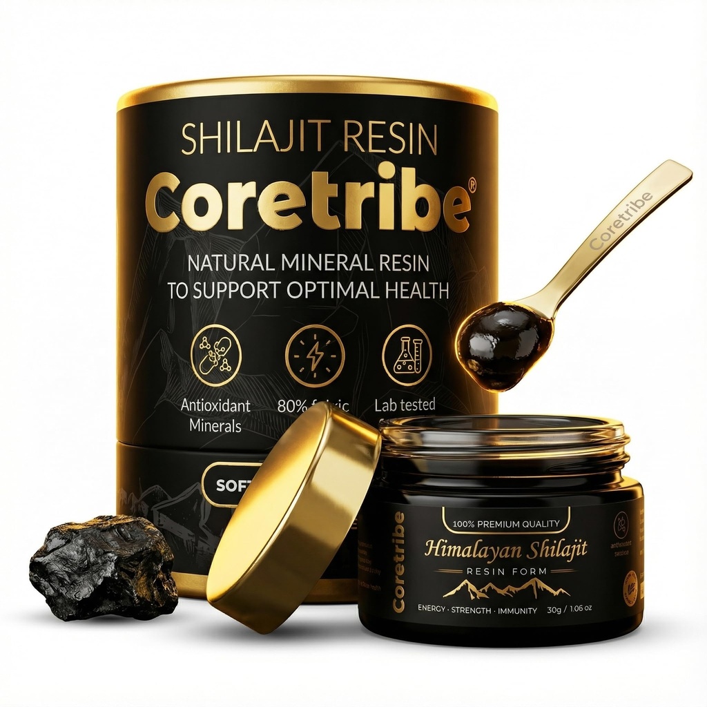 Coretribe® Royal's People Choice Pure Himalayan Organic Shilajit Resin, Kompleks for energi, styrke og immunitet, for menn og kvinner med sant gullinnhold, 30 gram