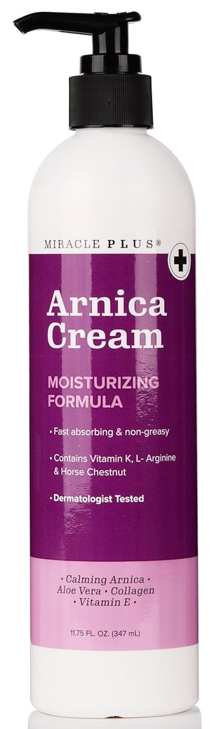 Miracle Plus Arnica Cream Bruise Relief Lotion For Bruising og Svømme på huden | Arnica Montana ekstra styrke vitamin K krem | Hudpleie kroppen og ansiktet moisturizer med hest kastanje, 11.75 fl Oz