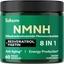8in1 NMNH - NMN Supplement Alternativ - NAD Supplement til støtte NAD nivåer lagt til Fisetin, Resveratrol, Quercetin, Turmeric, Berberine, vitamin D3 & C - 60 greve i 30 dager