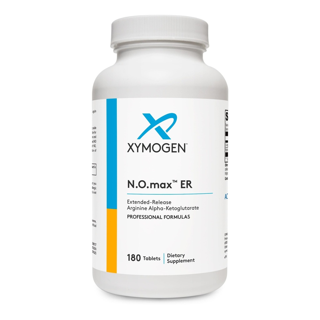 XYMOGEN N.O.max ER - Extended-Entric Nitric Oxid Precursor Arginin Alpha-Ketoglutarate å støtte kardiovaskulær helse - Optimerer muskelfunksjon + adaptering til trening (180 Caplets)
