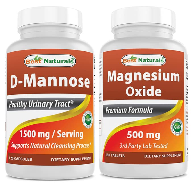Beste Naturals D-Mannose 1500 mg og magnesiumoksid 500 mg