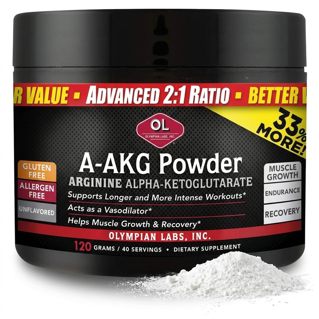 Olympian Labs PSN A-AKG pulver for menns helse, energi og idrett næringsytelse, 40-3g servering, 120 gram Jar