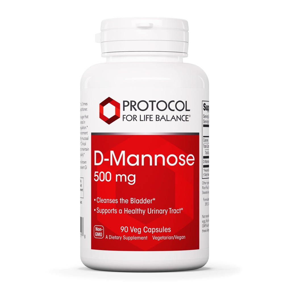 Protokoll D-Mannose - 500mg - Blader Cleanse - Støtte Sunn Urin Tract* - for menn og kvinner - Kosher & Non-GMO - 90 Veg Kapsler