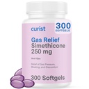 Curist Gasslief simetikon 250 mg Softgels (300 greve) - Digestiv relief, Bloating Relief & Anti Flatulens Gasspiller for voksne hjelper Gass og Bloating Relief (300 Myke geler)