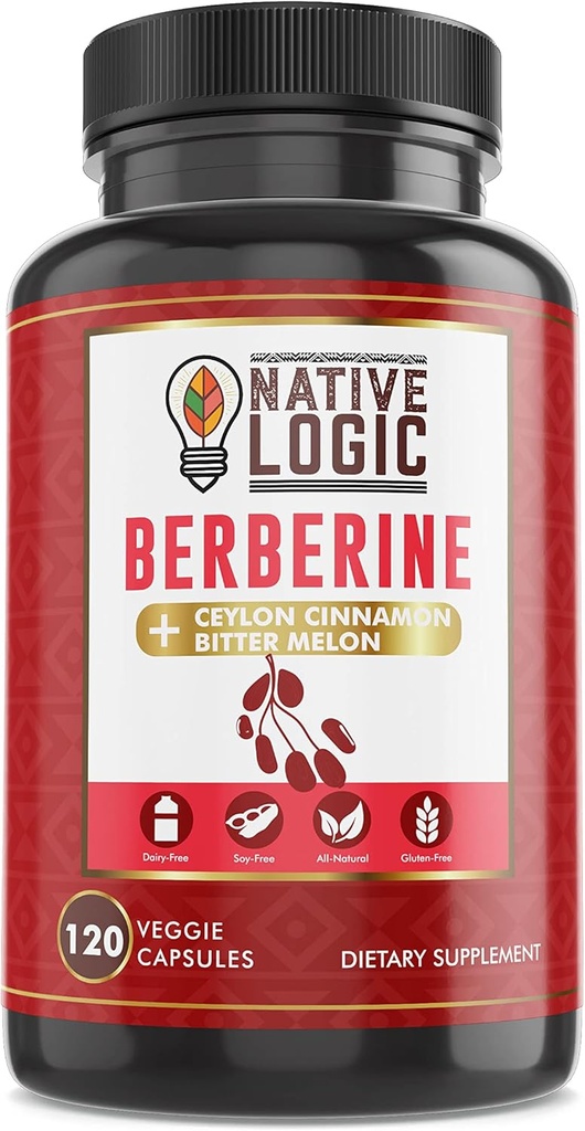 Berberine HCL 1200mg med ceylon kanel, bitter melon og grønn te ekstrakt | støtter kardiovaskulær og GI helse med immunsystem støtte – 120 kapsler