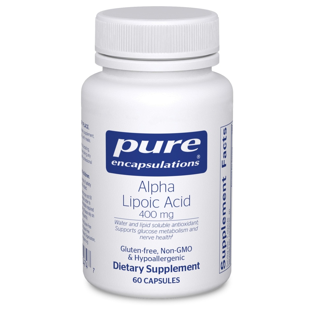 Ren innkapslinger Alpha Lipoic Acid 400 mg ALA Supplement for leverstøtte, antioksidanter, nerve og kardiovaskulær helse, gratis radikaler og karbohydratstøtte* 60 kapsler