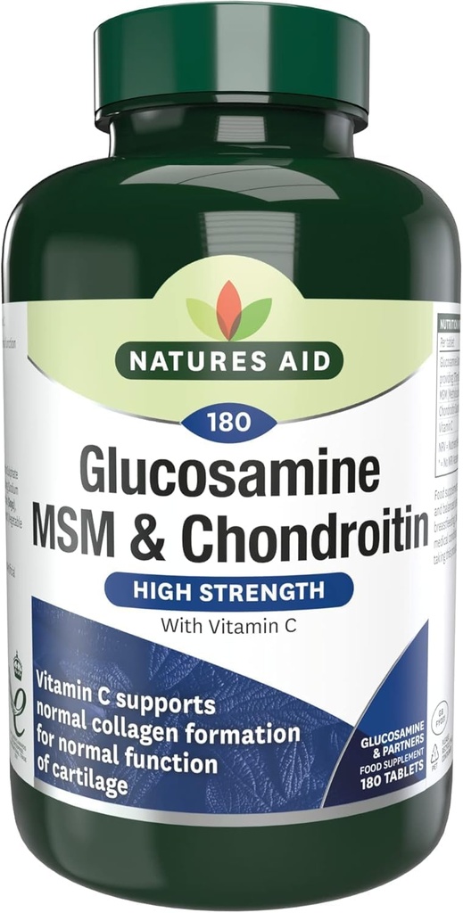 Naturens hjelpemiddel glukosamin 500 mg, MSM 500mg + Chondroitin 100mg 180 tabletter