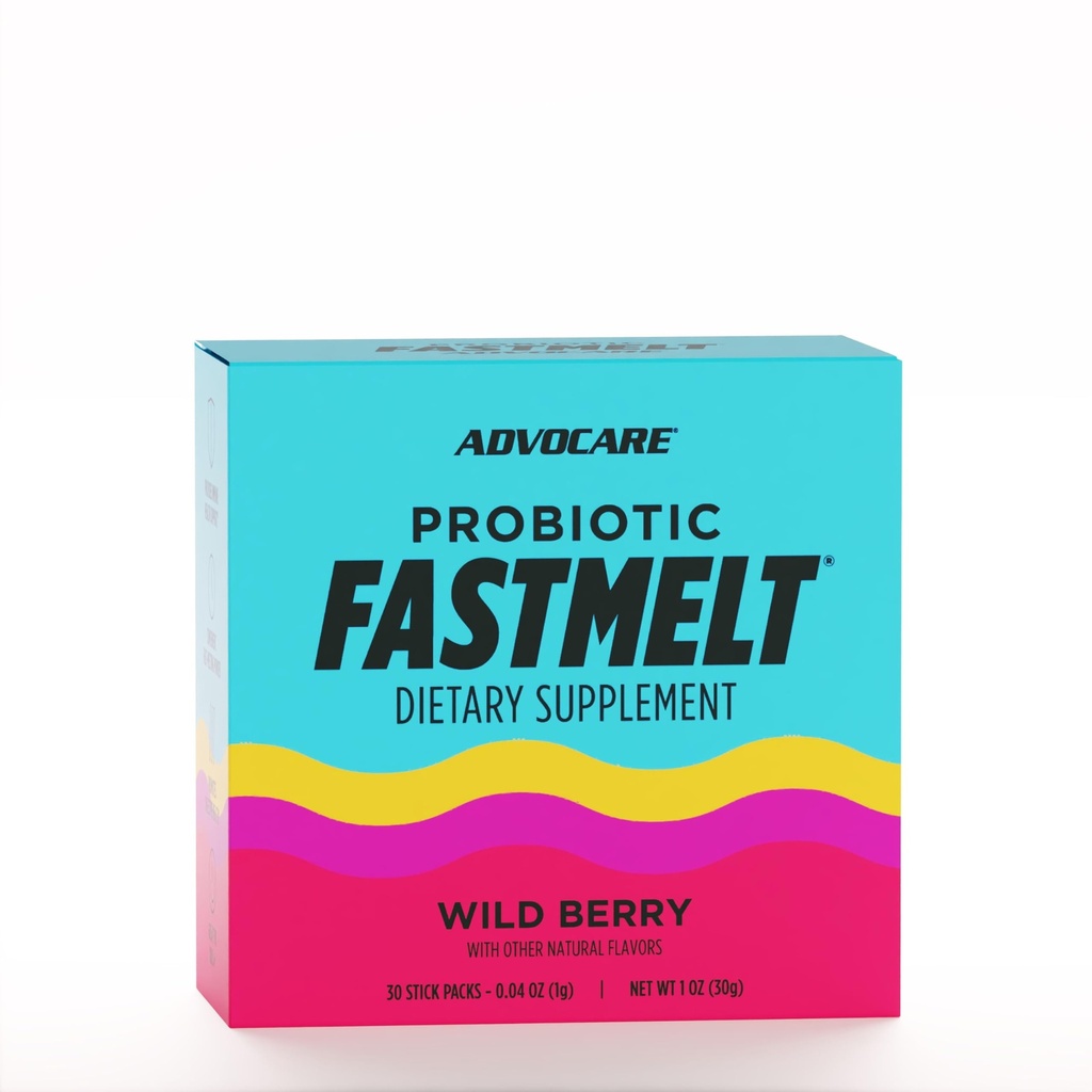 AdvoCare Probiotic Fastmelt - Premium kosttilskudd for Gut, immunsystem og hjerte helse støtte* - Wild Berry, 30 Stick Packs