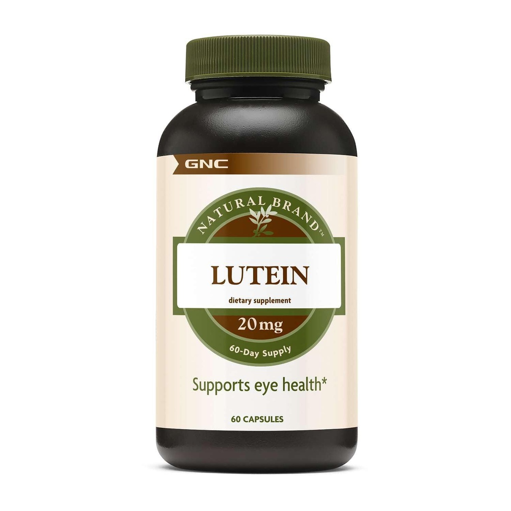 GNC naturlig merkevare lutein 20mg, støtter øye helse, 60 kapsler