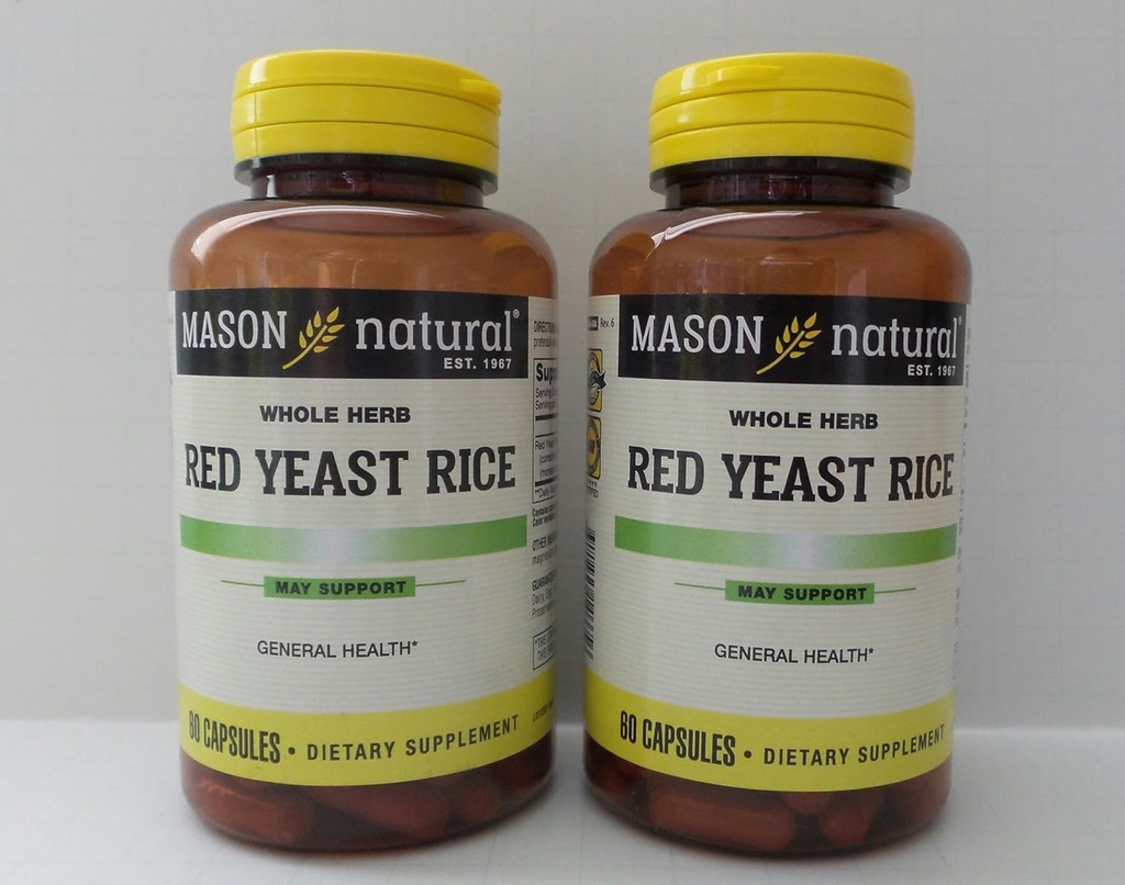 MASON NATURAL rød yeast ris kapsler - 60ct, pakke med 2