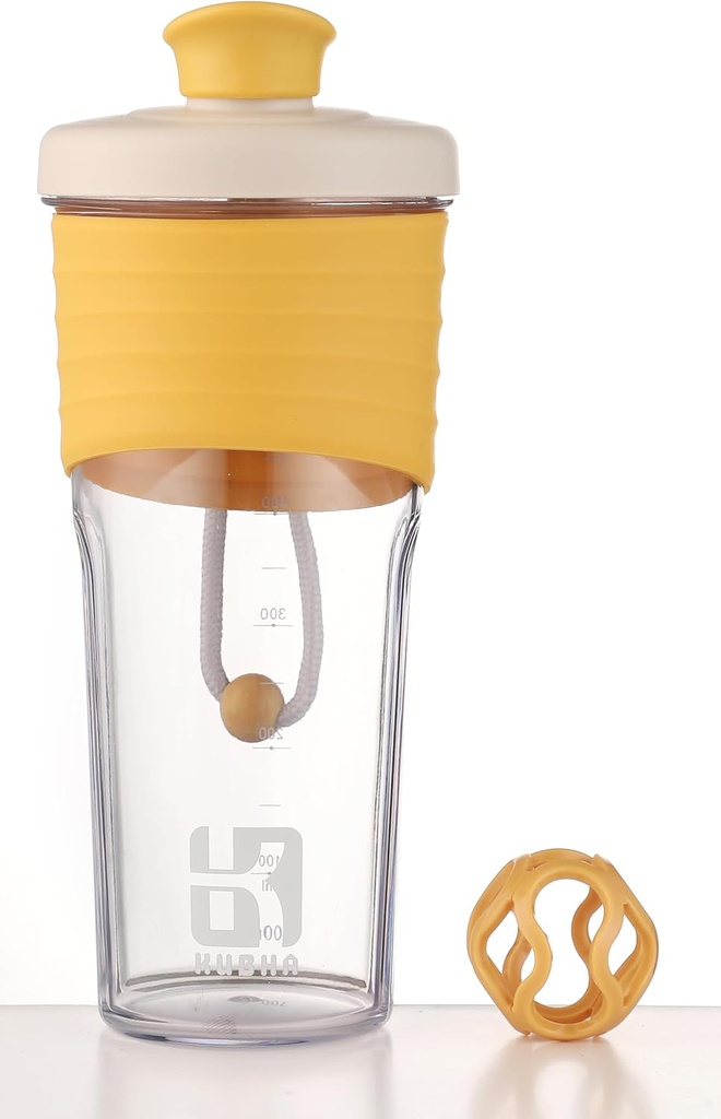2. generasjon Shaker-flaske for protein med blandingskule - Perfekt for utvinning og utendørs bruk, 24-Ounces Whey Protein Shaker med klar måling (Orang)