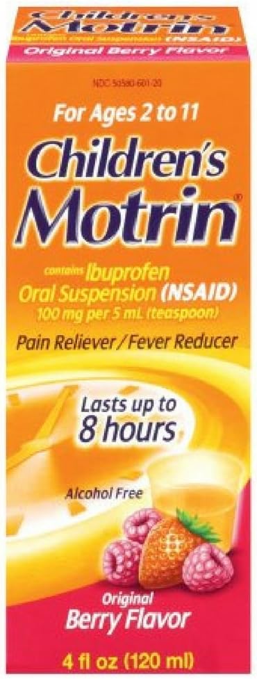 Motrin Barnas Ibuprofen Oral Suspensjon Original Berry Flavor, 100 mg, Original Berry Flavor 4 oz (Pack of 4)