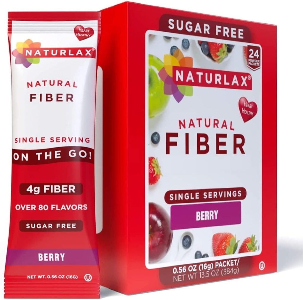 Sukkerfri Psyllium Husk Fiber pulver (Berry - 24 pakker)