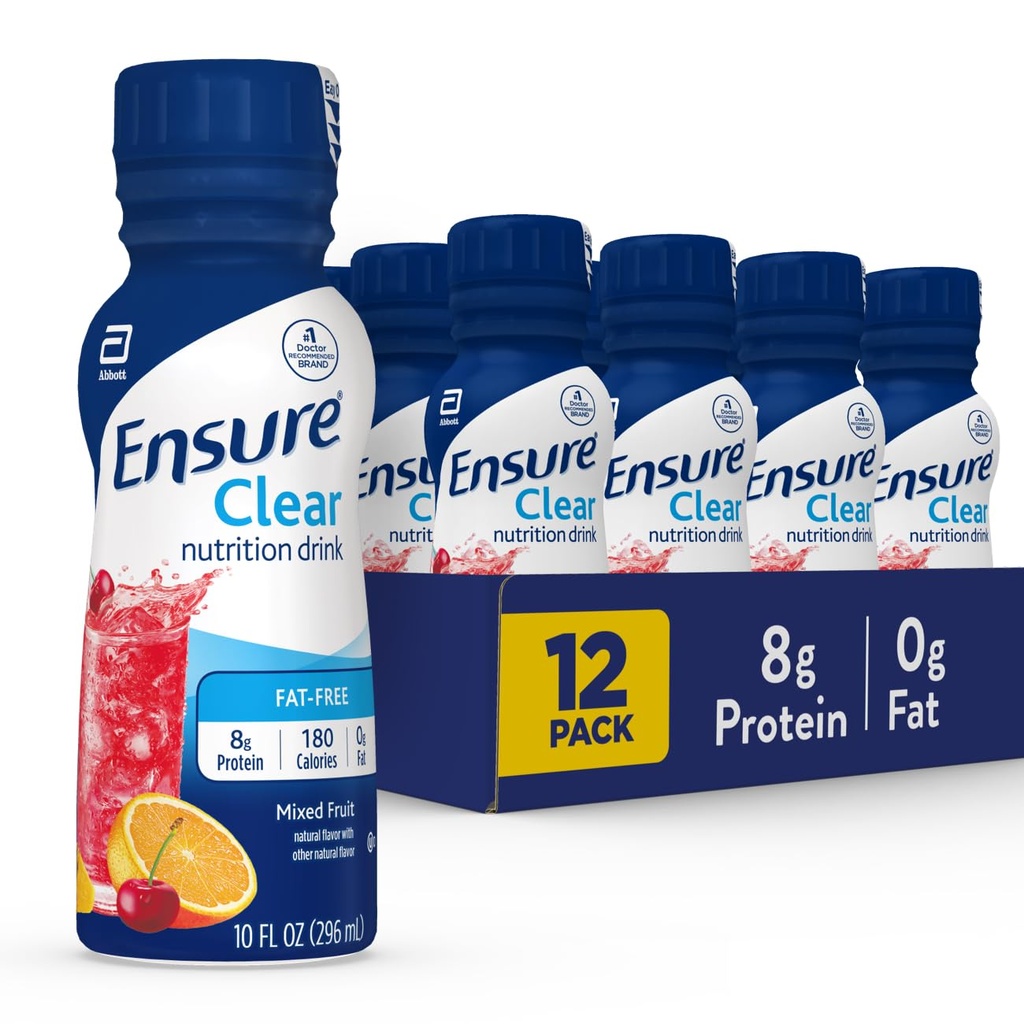 Sikre klar blandet frukt Ernæringsdrink | 8g protein, 15 vitaminer og mineraler | Fat-fri | Klar til drikk | Oppfriskende smak | 10 fl oz, 12 Pack