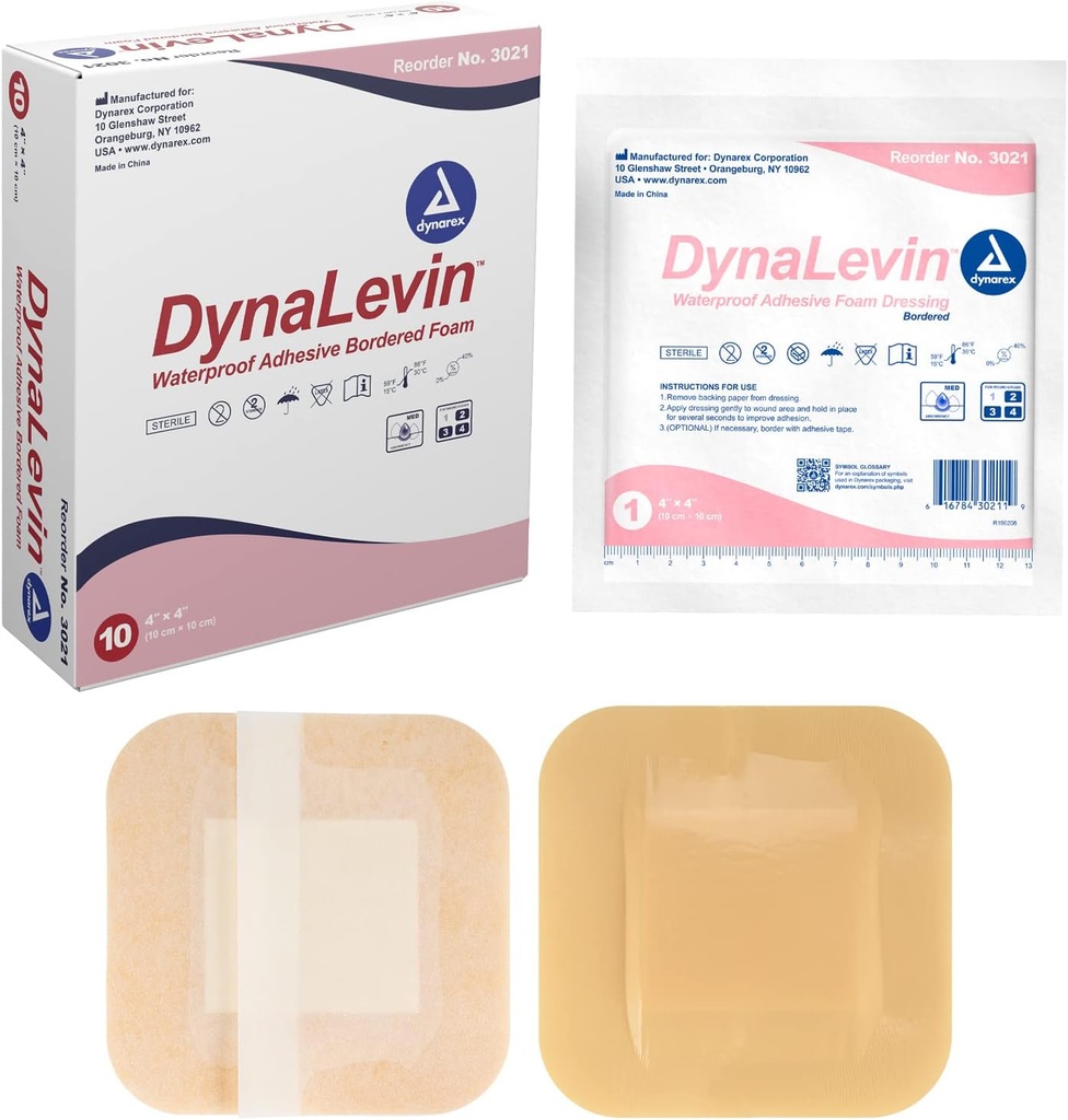 Dynarex Dynalevin Vanntett Limegrenset Foam, 10 greve/4 x 4 tommer