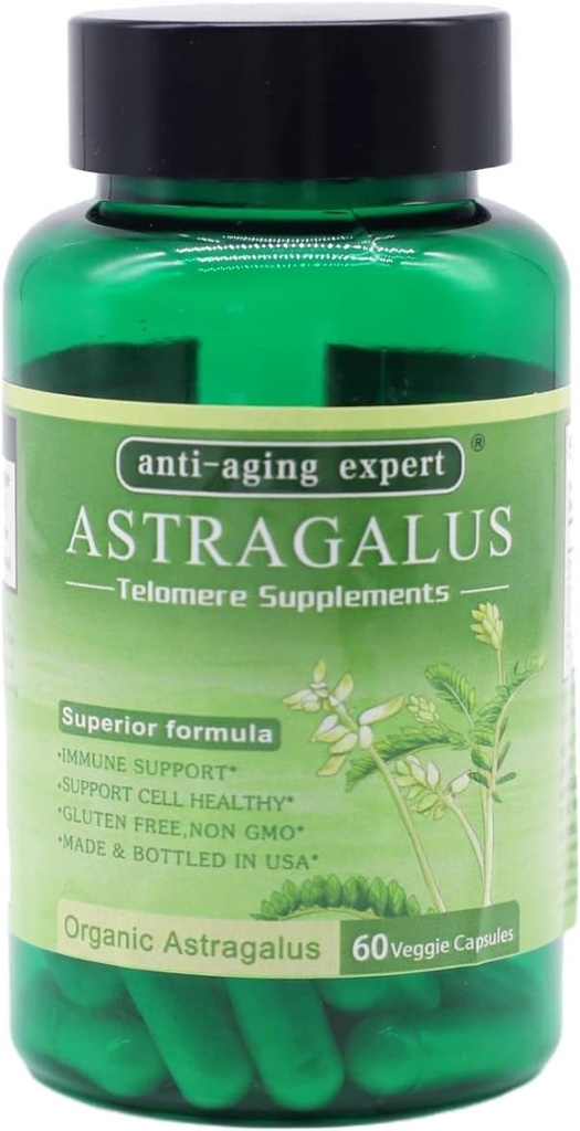 Astragalus Root Organic Extract 650 mg, Schisandra Berries, Ligustrum Berry, 80% Amerikansk Ginseng, Immunsystem Antioksidanter Støtter, Sunn aldring, laget i USA