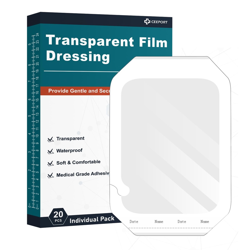 Transparent Film Dressing 6 '' x 8', 20 pakker Vanntett sår Bandage klesmerker, sårdekselplaster for Post Kirurgisk dusj, IV Shield, Tattoo Aftercare Bandage