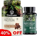 PlantFusion Protein Powder & Organic Womens Multivitamin Bundle - 21g Plantebasert protein med BCAA, rene ingredienser, & Delicious Flavor Plus 19 essensielle vitaminer for energi, immunitet og hjerte Hea