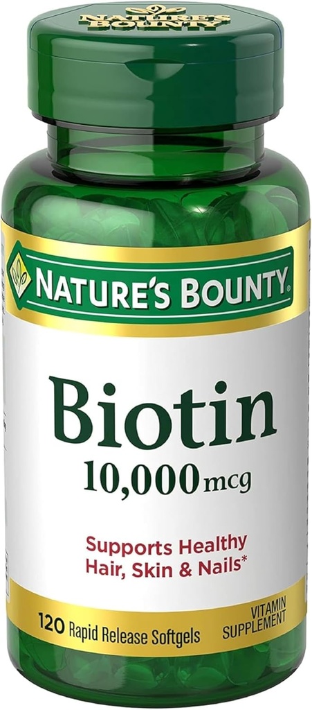Naturens Bounty Biotin 10000 mhg Ultra Styrke - 120 Softgels, Pakke med 4