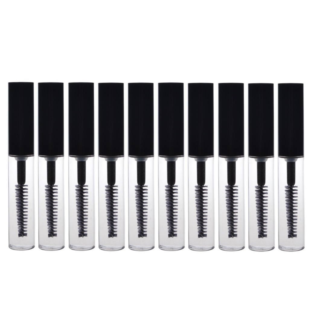 AKOAK 10 pakker 4ml gjennomsiktig reusable tom flaske rør container makeup vialer kosmetiske verktøy for øyenvippe vekst olje / Mascara med pensel for hjem og reise