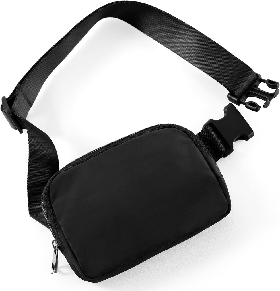 ODODOS Unisex Mini Belt Bag med justerbar rem liten Fanny Pack for trening Running Reiseturer, svart