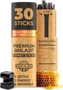 NATURAL SHILAJIT Honning Sticks - Shilajit Resin med rå honning, Fulvic Acid & Trace Minerals, Plantebaserte næringsstoffer for energi, immunstøtte og vitalitet - 30 Shilajit Sticks