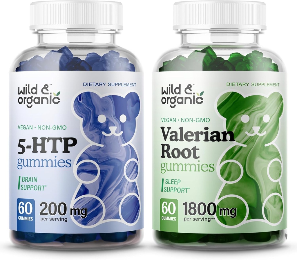 Wild & Organic 5HTP Gummies & Valerian Root Gummies 60 greve