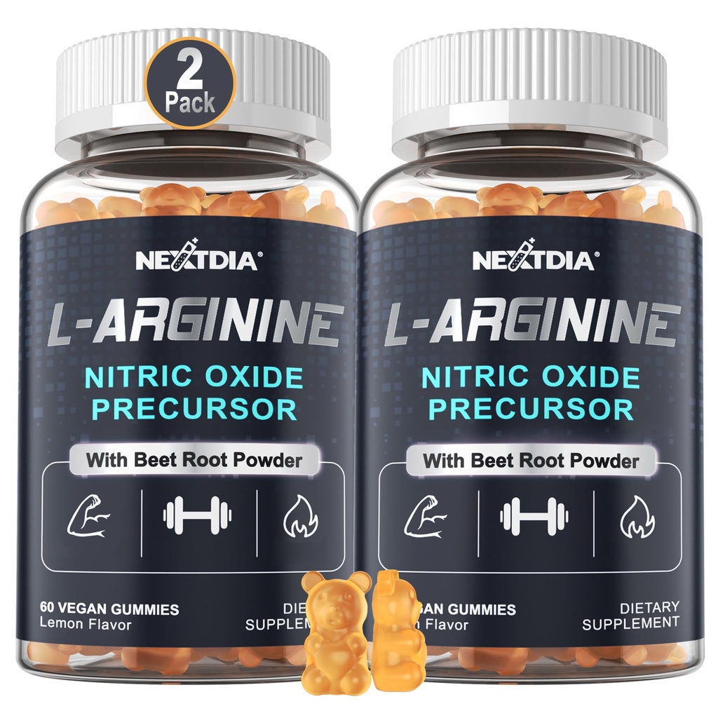 Sugar Free L Arginine Nitric Oxid Gummies 1300mg for menn og kvinner med L Citrulline, Beet Root, B3 | L Arginine L Citrulline kosttilskudd | Vegan, 120 greve